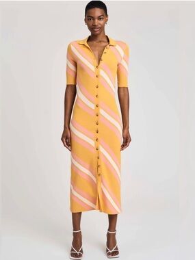 Derek Lam 10 Crosby Aurelia Waist Tie Sweater Dress - Orange-Pink-White, XS